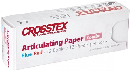 Артикуляционная бумага Combo red-blue, (12*12 листов), 71 мкм, CROSSTEX