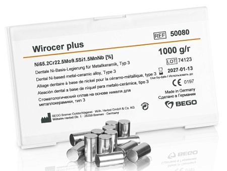 Сплав Wirocer plus NiCr для керамики, Ni (65.2%), Cr (22,5%), Mo (9,5%), 1 кг.