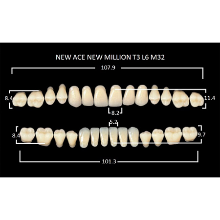 Зубы акриловые цвет A1 (T3, L6, M32) 28 шт. (NMA1T3M32), Yamahachi, Япония