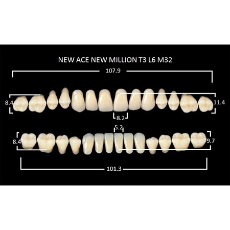 Зубы акриловые цвет A3 (T3, L6, M32) 28 шт. (NMA3T3M32), Yamahachi, Япония