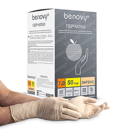 Перчатки хирургические стерильные р-р 7,0, BENOVY 