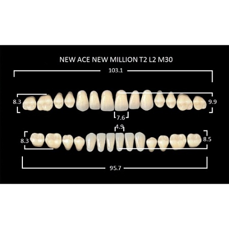 Зубы акриловые цвет A3 (T2, L2, M30) 28 шт. (NMA3T2M30), Yamahachi, Япония